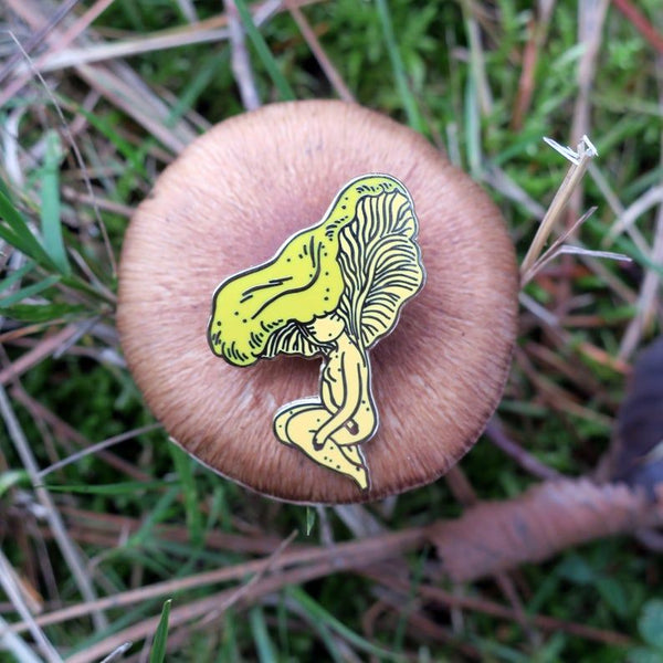 Chanterelle Mushroom Girl Enamel Pin