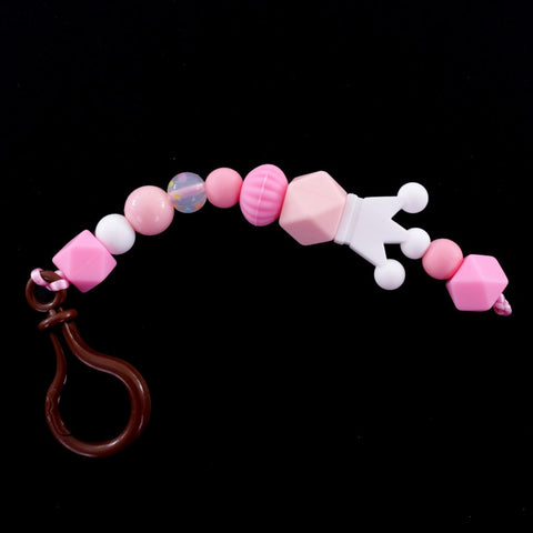 Beaded Silicone Teething Toy - Pink with White Crown