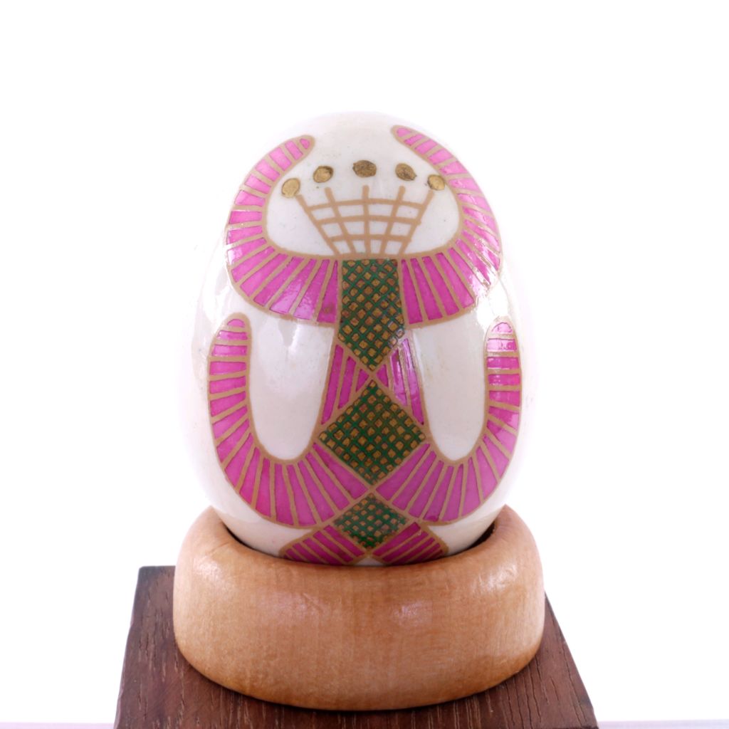 Pysanky Spirit Egg - Folk Art - Ivory and Pink