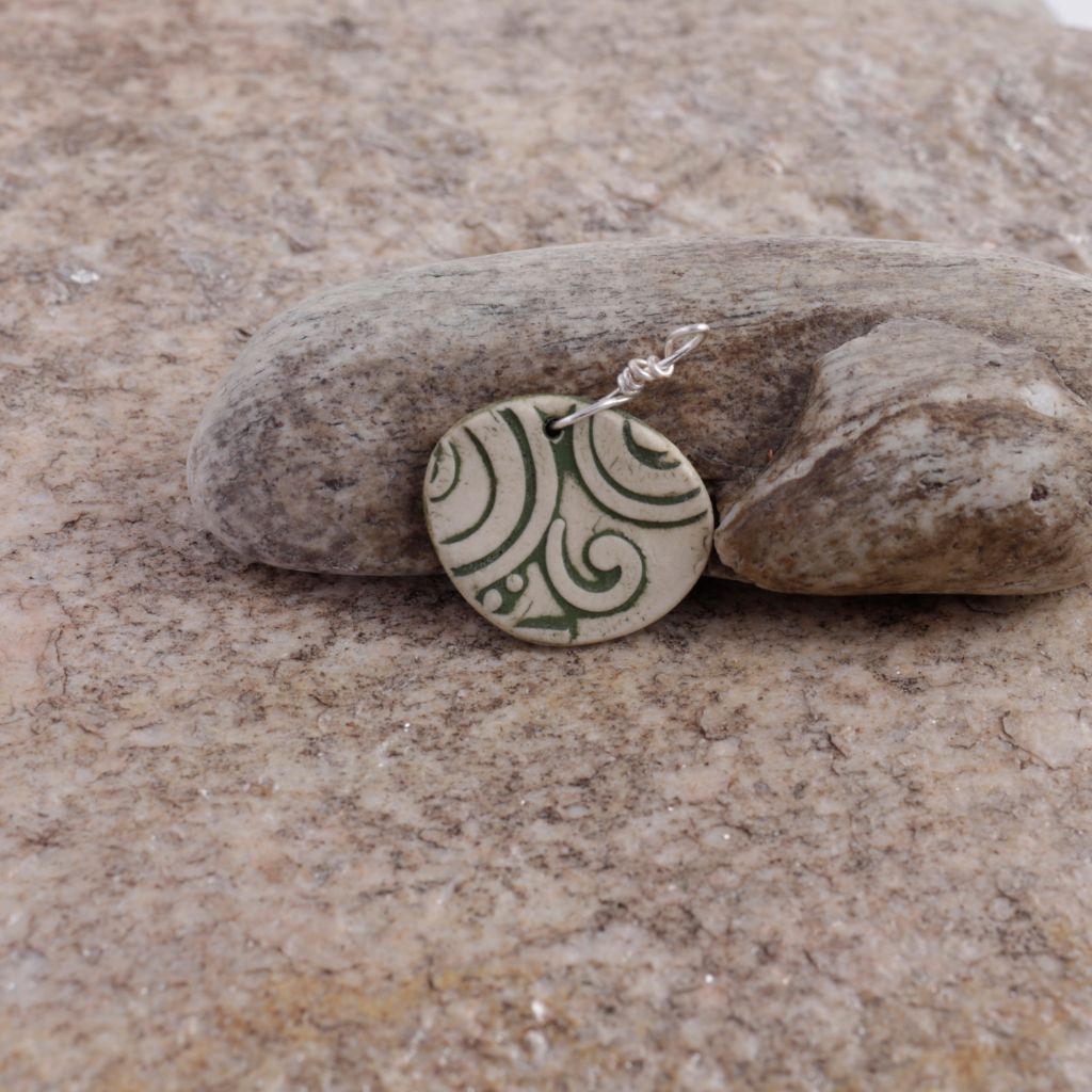 Green Swirl Porcelain Charm