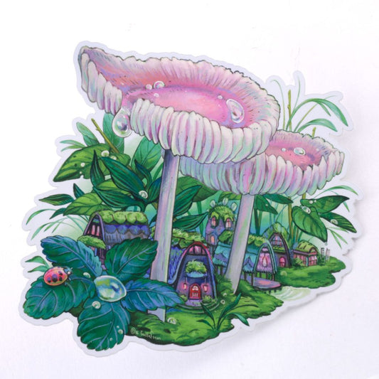 Metallic Dew Drop Mushroom Sticker