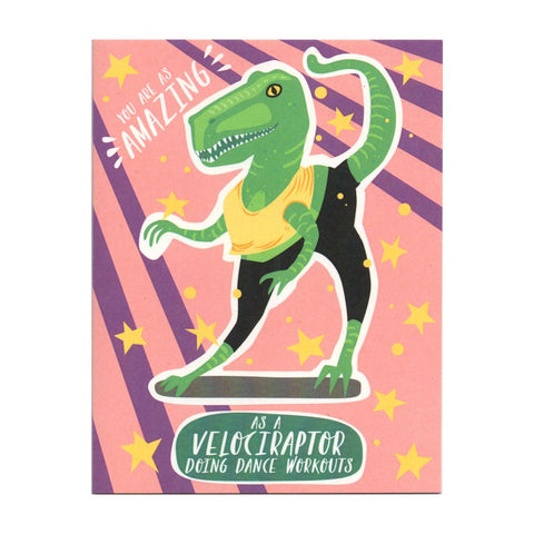 Velociraptor Workout Greeting Card