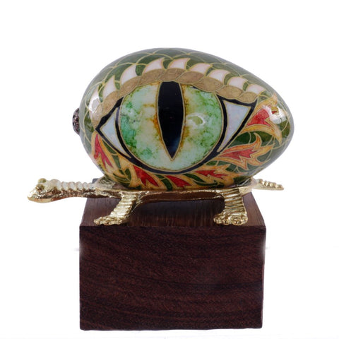 Pysanky Spirit Egg -  Green Dragon Eye with Turtle Stand