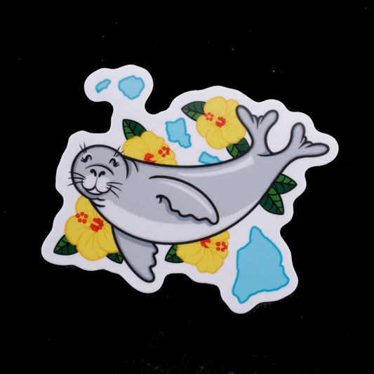 Hawaii state Monk Seal and Hawaiian Hibiscus Sticker