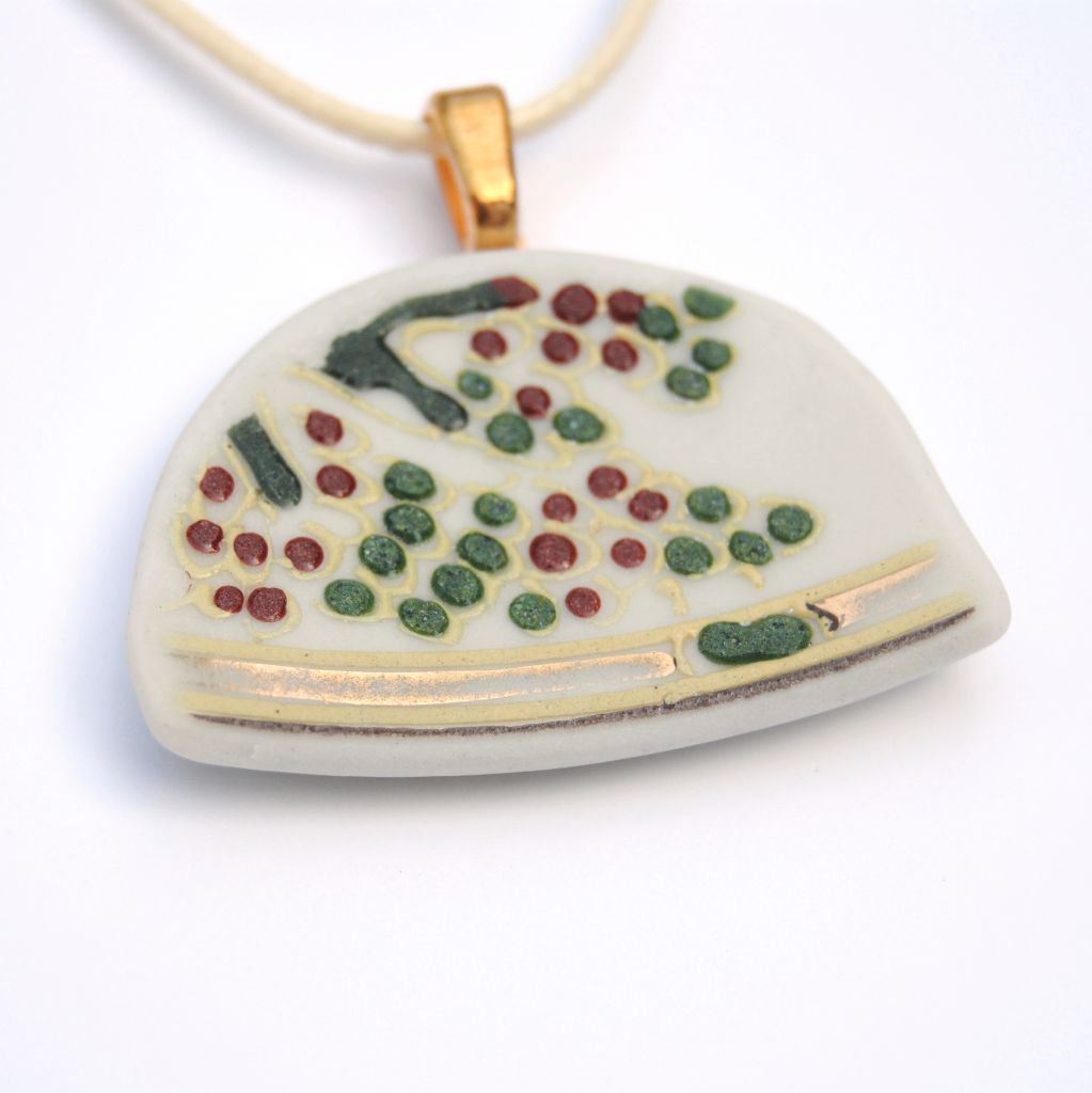 Dotted Trees Upcycled Ceramic Necklace