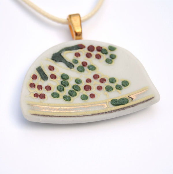 Dotted Trees Upcycled Ceramic Necklace