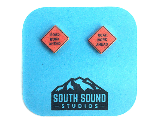 Road Work Ahead Stud Earrings