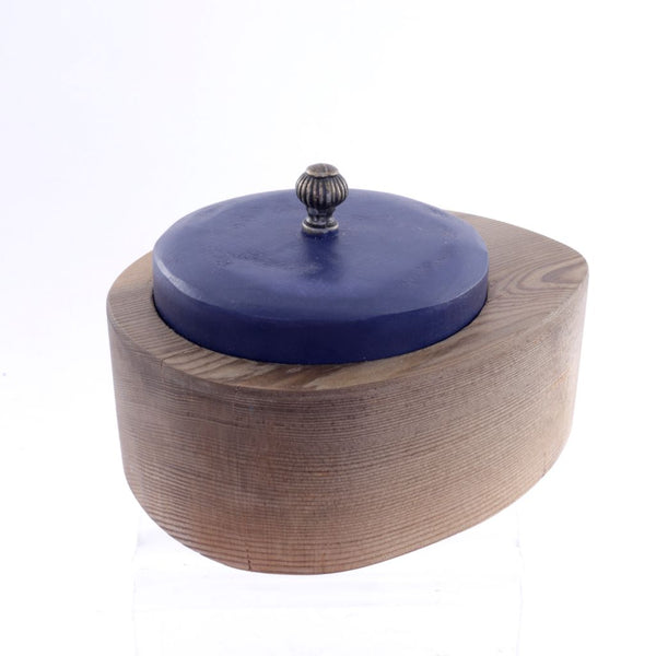 Fossil Fir Hand Crafted Wood Box with Blue Top