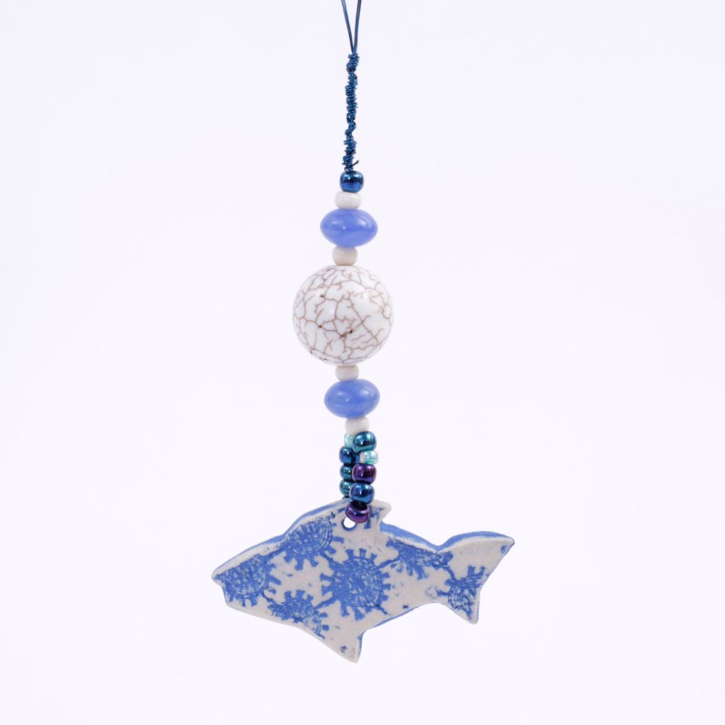 Blue Fish Porcelain Goddess Bauble Hanging