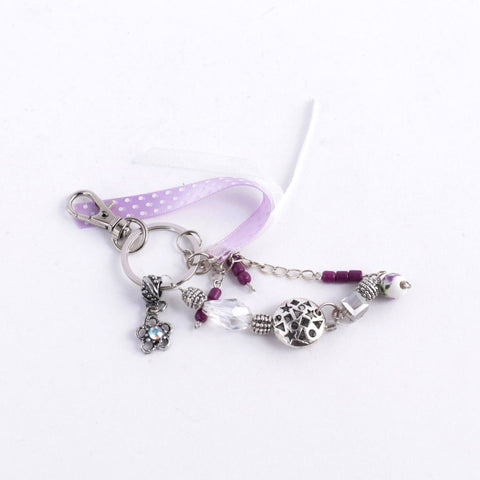 Purple & Silver Keychain with Charms