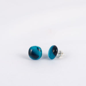 Blue Dichroic Glass  Earrings