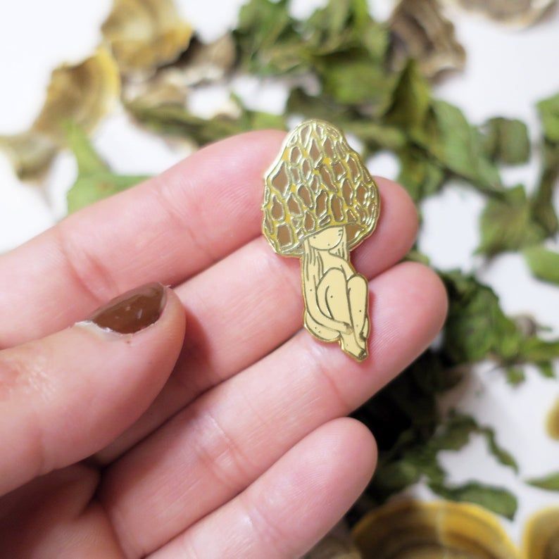 Morel Mushroom Girl Enamel Pin