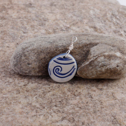 Blue Swirl Porcelain Charm