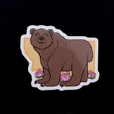 Montana State Grizzly Bear and Bitterroot Sticker