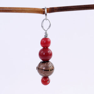 Red & Brown Glass Beaded Charm
