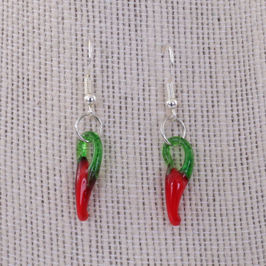 Glass Red Chili Pepper Earrings