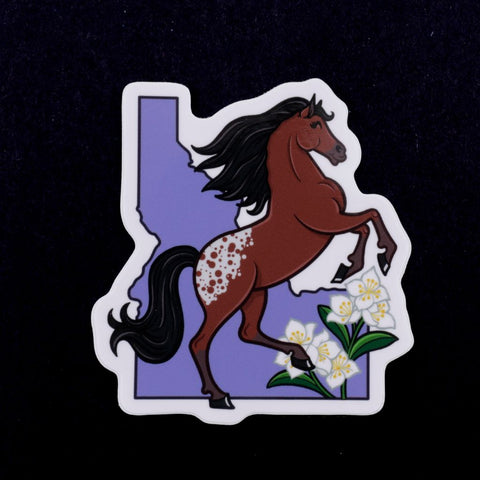 Idaho State Appaloosa Horse and Syringa Sticker