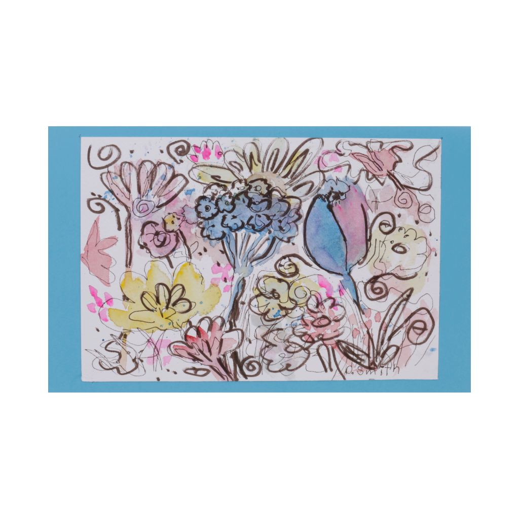 Original Watercolor & Pen Wildflowers Card