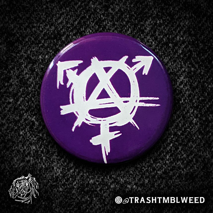 Gender Anarchy Button Purple Glow in the Dark