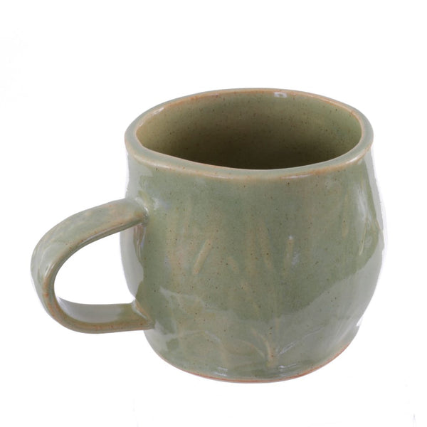 Hand Built Porcelain Mug - Green with Cattails