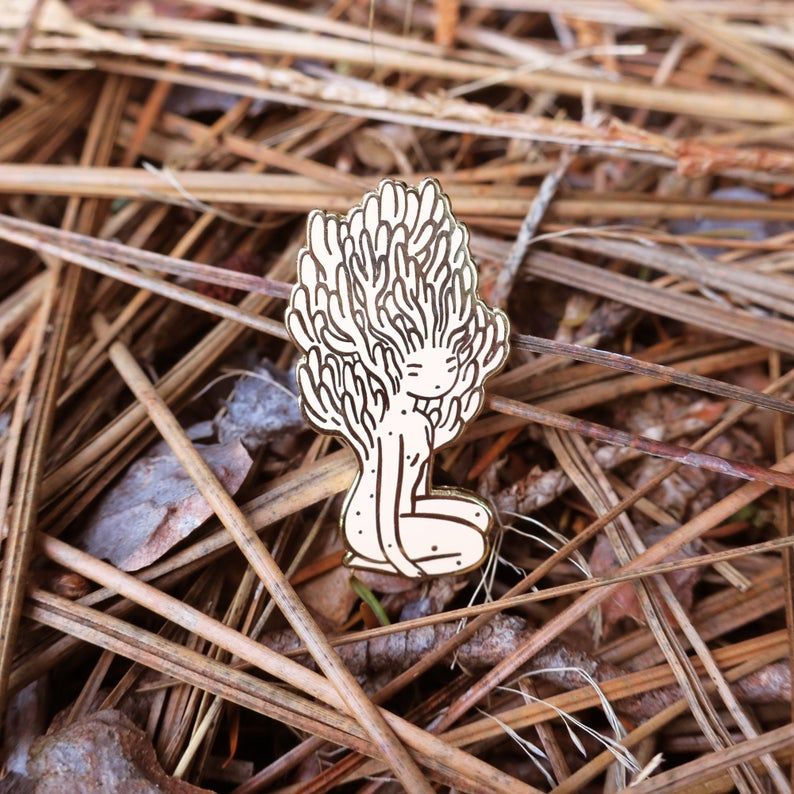 Coral Mushroom Girl Enamel Pin