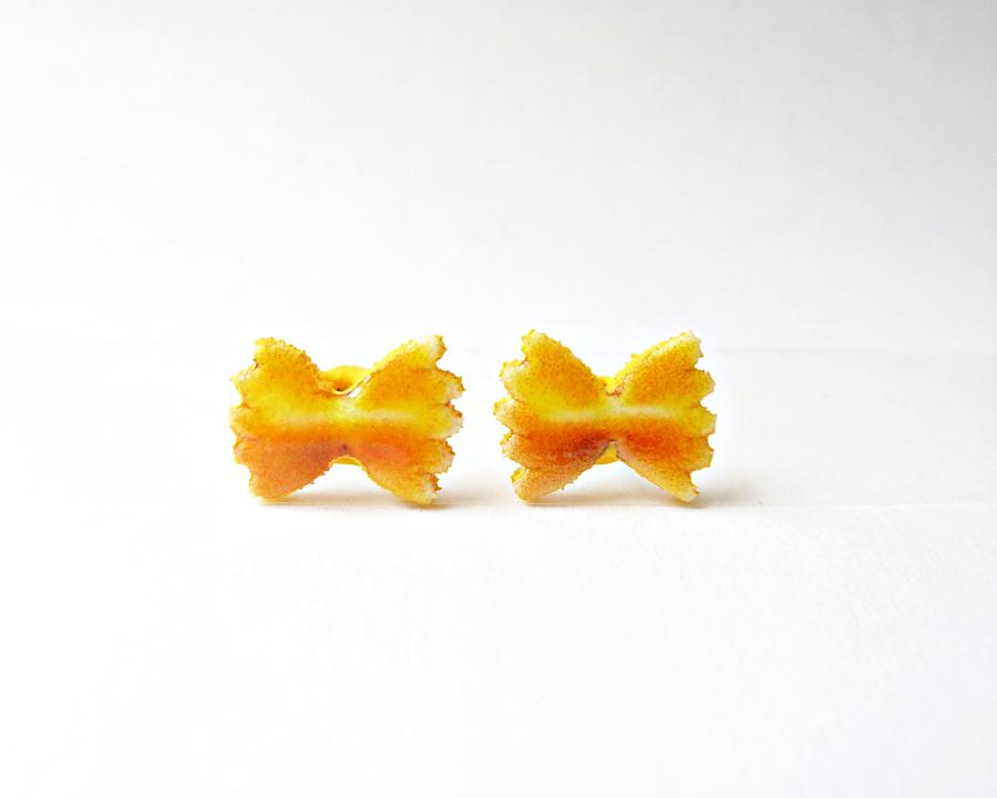 Bowtie Pasta Noodle Stud Earrings