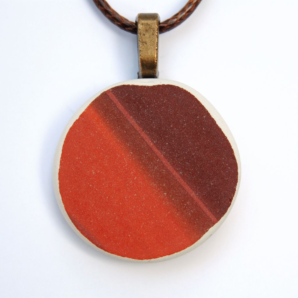 Red & Brown Upcycled Ceramic Necklace