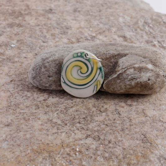 Yellow Swirl Porcelain Charm