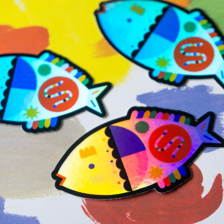 Holographic Rainbow Fish Vinyl Sticker