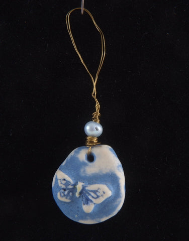 Blue Butterfly Porcelain Charm
