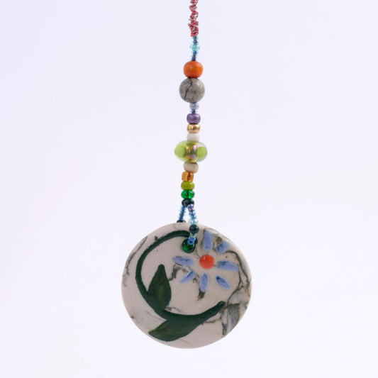 Beaded Floral Porcelain Goddess Bauble Hanging