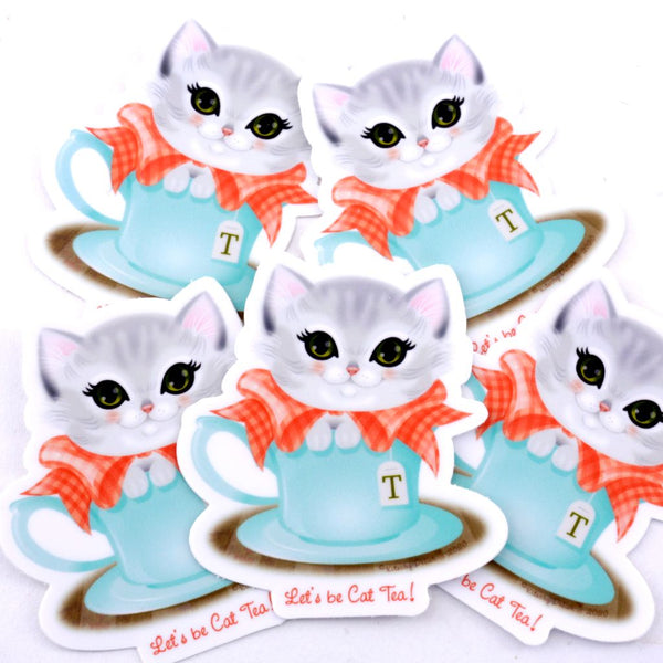 Let's be Cat Tea Vinyl Sticker