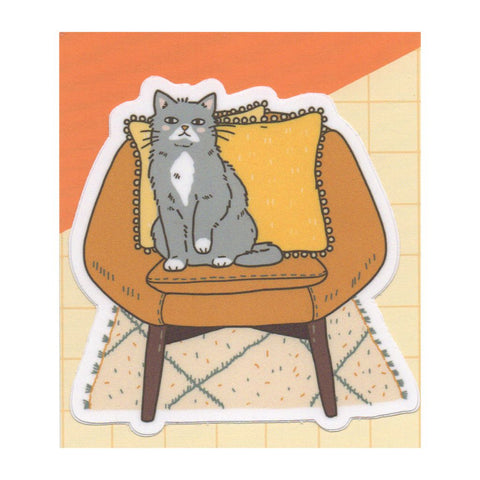 Cat on Mustard Chair Sticker