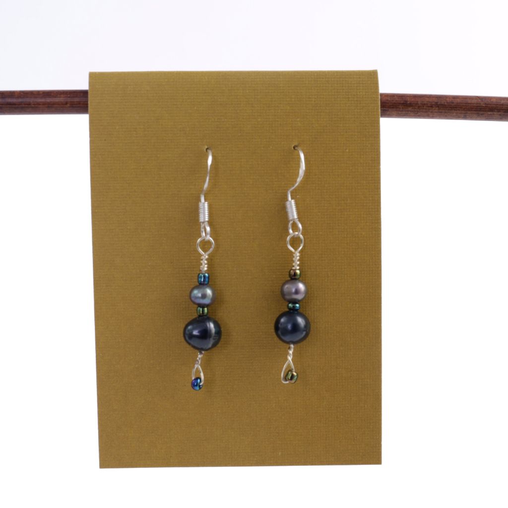 Dark Pearl Dangle Earrings