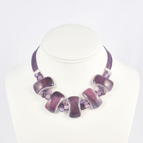 Purple Glass & Sterling Silver Necklace