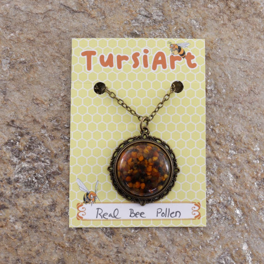 Real Bee Pollen Pendant Necklace