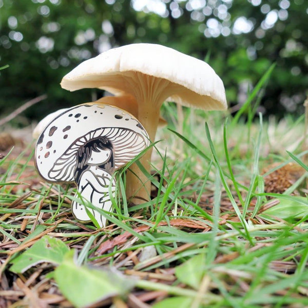 Mushroom Girl Enamel Pin Woodland Creature