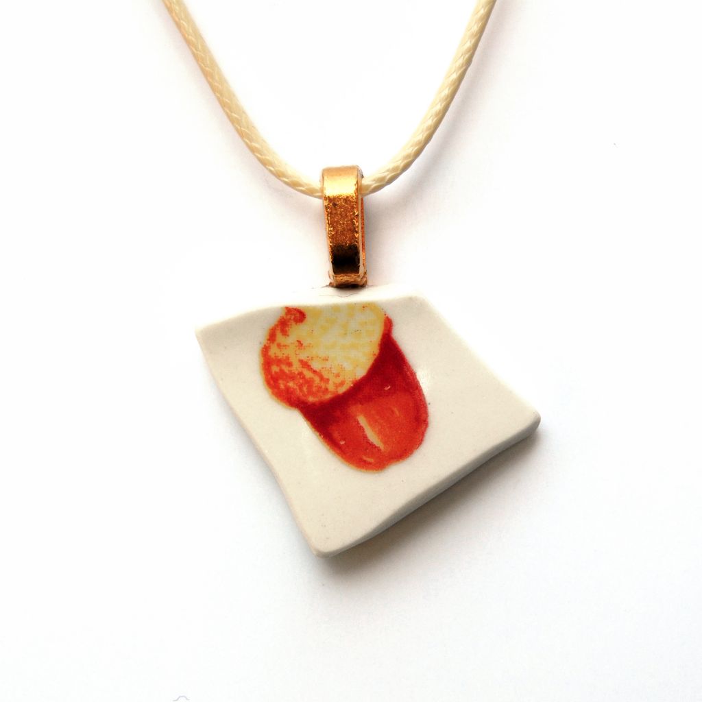 Acorn Upcycled Ceramic Necklace