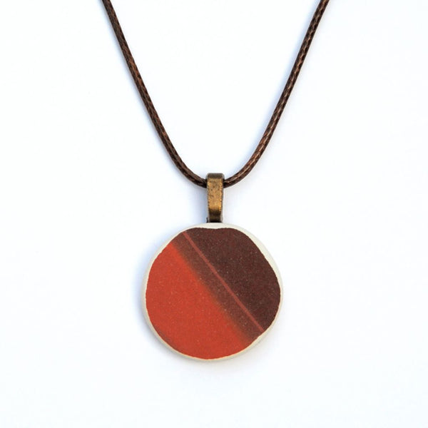 Red & Brown Upcycled Ceramic Necklace