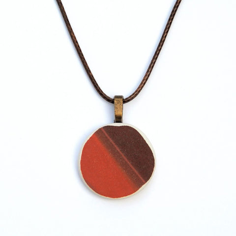 Red & Brown Upcycled Ceramic Necklace