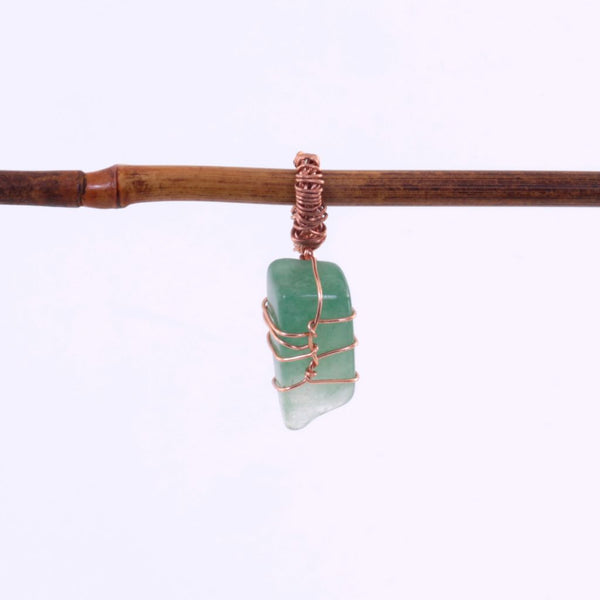 Small Wire Wrapped Pendant - Green Stone