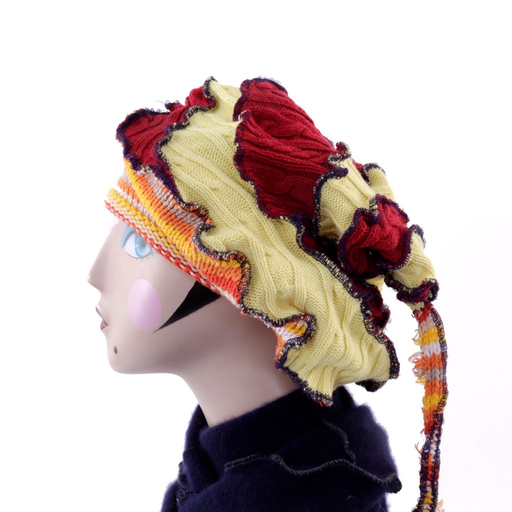 Twisted Witch Hat - Orange Red & Yellow