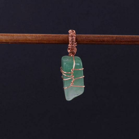 Small Wire Wrapped Pendant - Green Stone