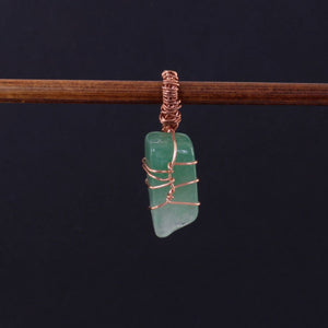 Small Wire Wrapped Pendant - Green Stone