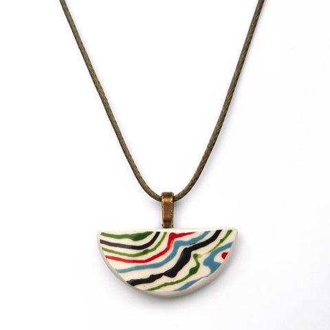 Multicolor Painted Upcycled Ceramic Necklace