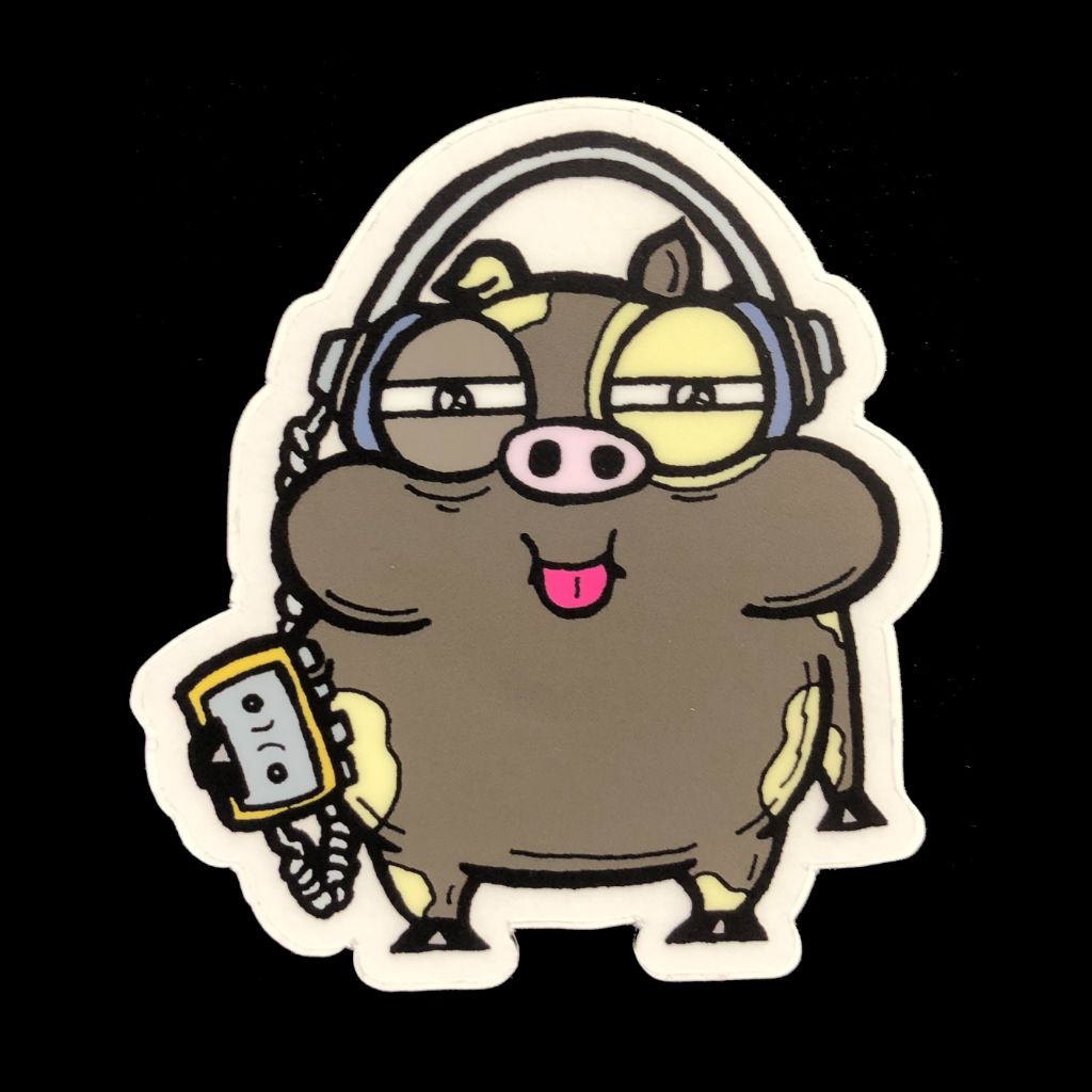 Pig with Headphones Sticker