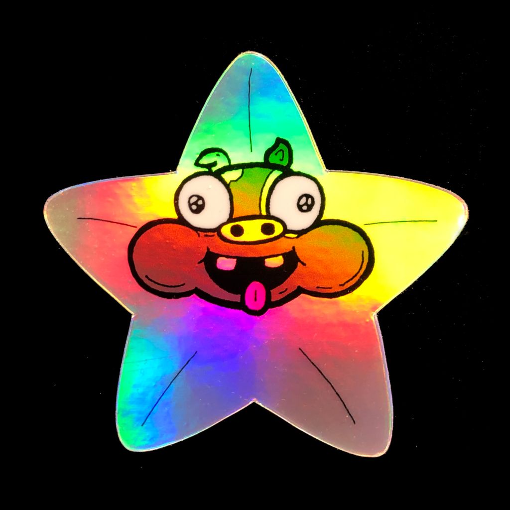 Holographic Pig Star Sticker