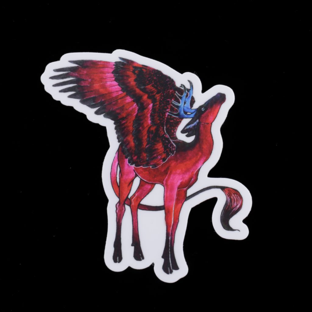 Winged Red Deer Sticker